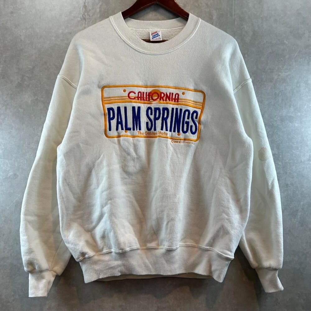 Jerzees Men's White and Cream Sweatshirt